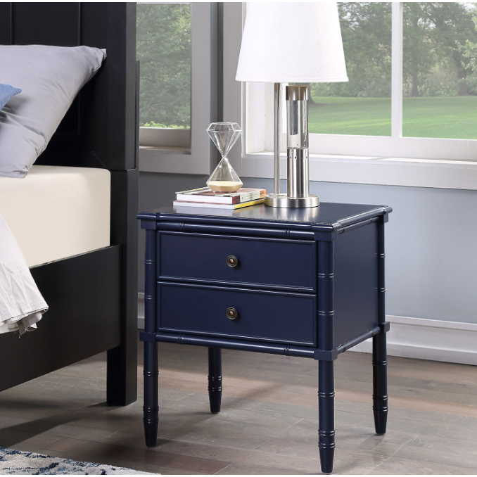 Midnight Blue Two Drawer Nightstand